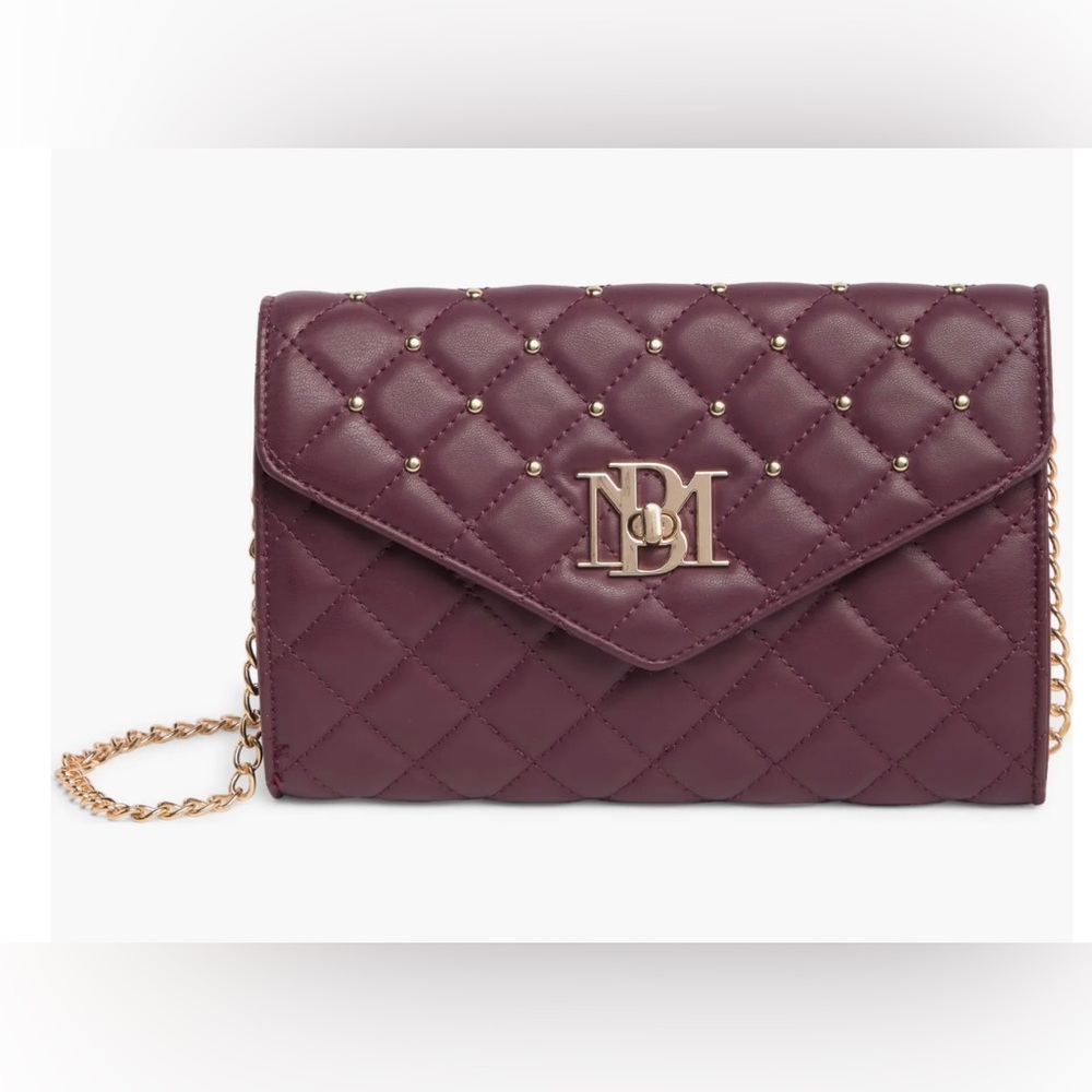 Badgley Mischka Quilted Burgundy Clutch
